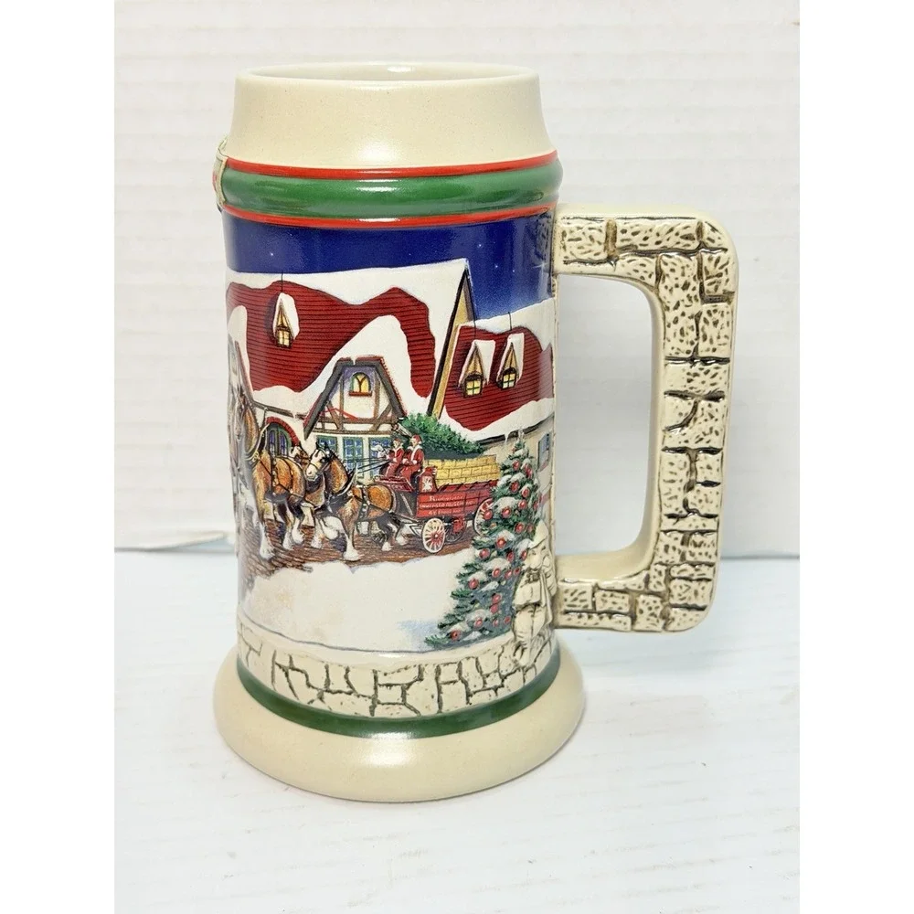 Budweiser‎ 1998 Holiday Beer Stein Collector's Series Vintage Clydesdale Mug